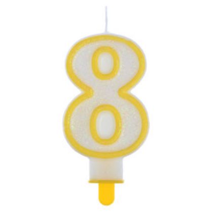 Obrázek NUMERAL CANDLE W/GLITTER N.8 (24 ks/bal)