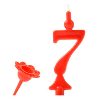 Obrázek RED NUMERAL CANDLE "7" IN A BAG
