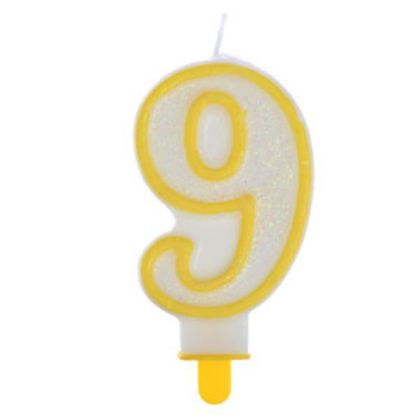 Obrázek NUMERAL CANDLE W/GLITTER N.9
