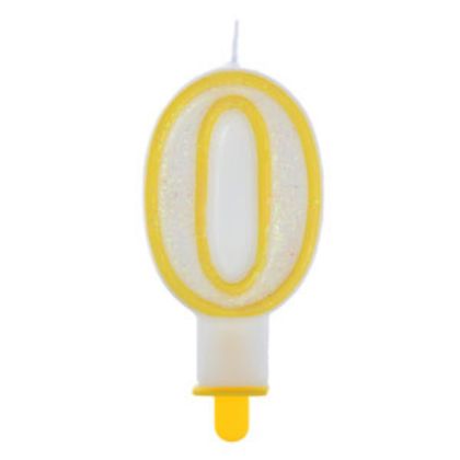 Obrázek NUMERAL CANDLE W/GLITTER N.0 (24 ks/bal)