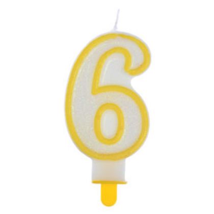 Obrázek NUMERAL CANDLE W/GLITTER N.6 (24 ks/bal)