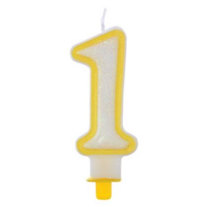 Obrázek NUMERAL CANDLE W/GLITTER N.1 (24 ks/bal)