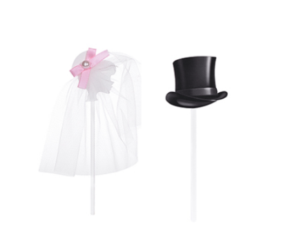 Obrázek CT GROOM'S TOP HAT+BRIDE'S FACE PICK KIT (24ks)