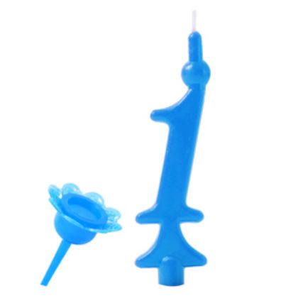 Obrázek SKY-BLUE NUMERAL CANDLE "1" IN A BAG