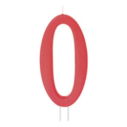 Obrázek RED NUMERAL CANDLE NO.0 H.12 CM