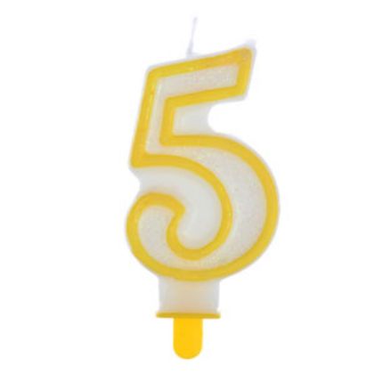 Obrázek NUMERAL CANDLE W/GLITTER N.5 (24 ks/bal)